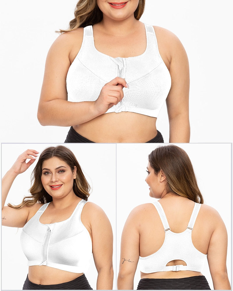 Push Up Zipper Sports Bra