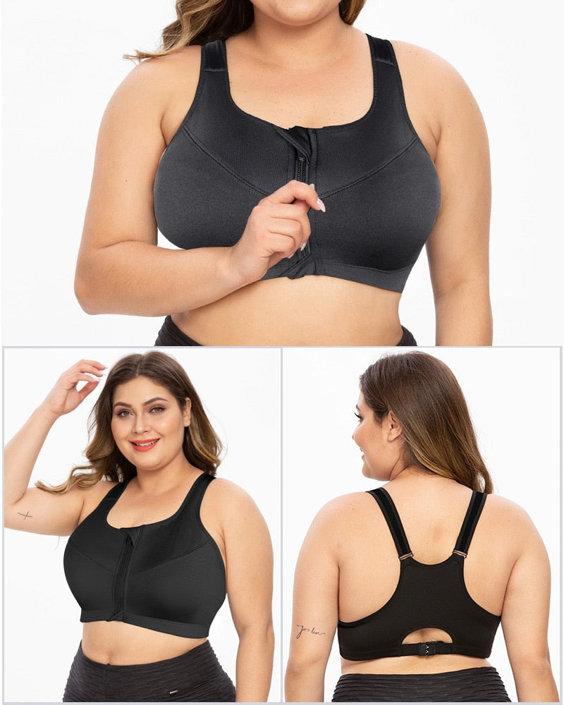 Push Up Zipper Sports Bra