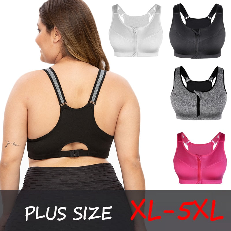 Push Up Zipper Sports Bra